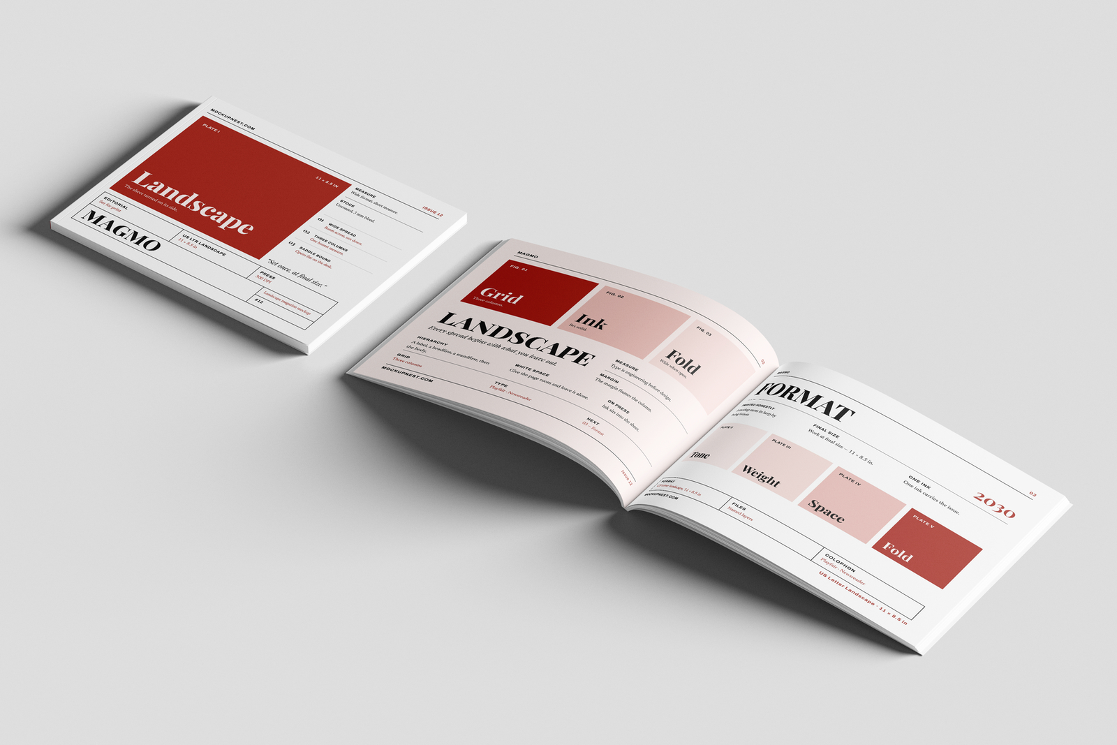Free US Letter Horizontal Editorial Magazine Mockup