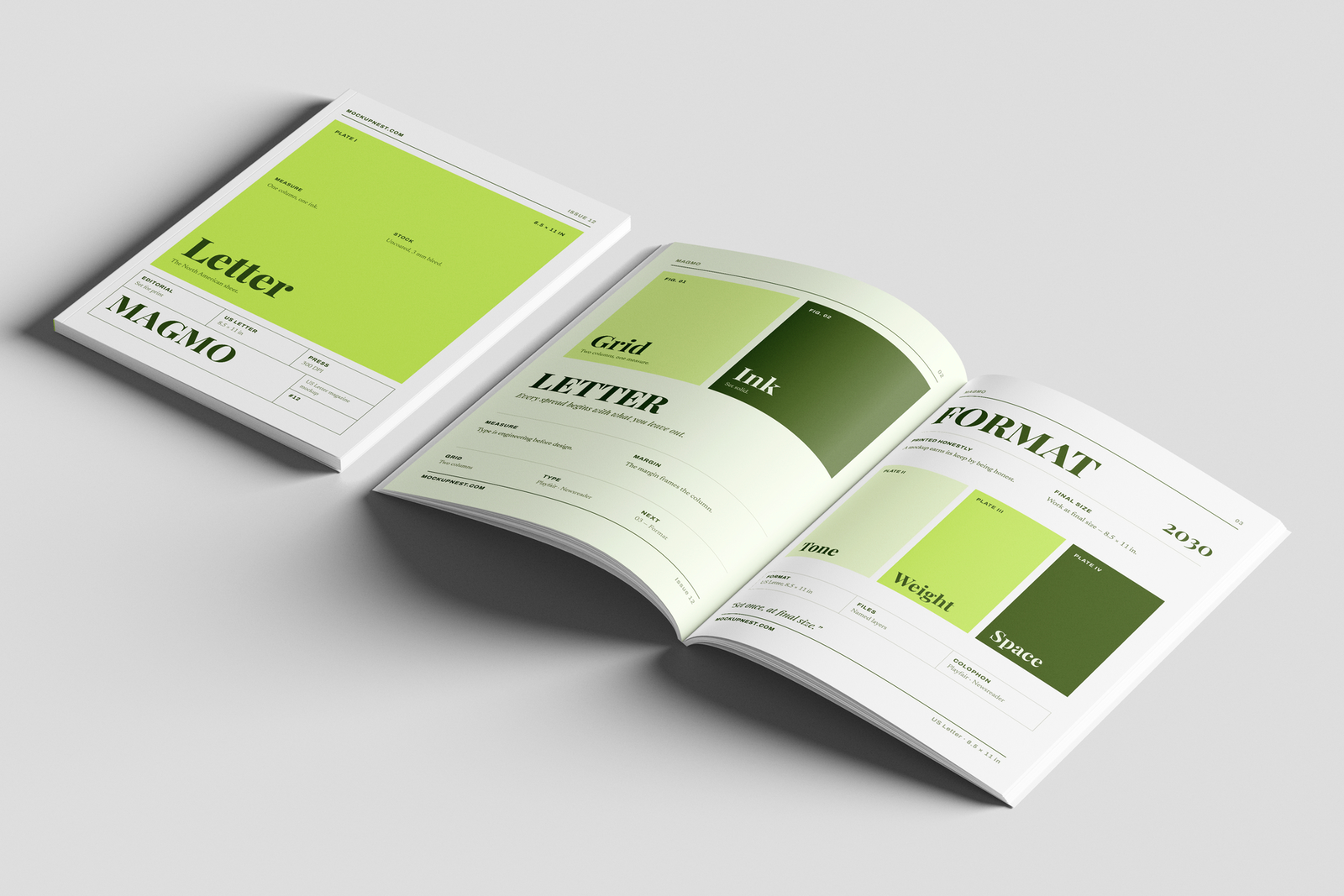 US Letter Magazine Mockup Open Spread