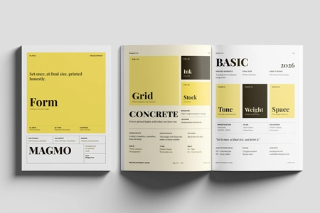 Free EU Magazine Mockup Open Top View