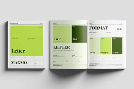 US Letter Magazine Mockup Top View