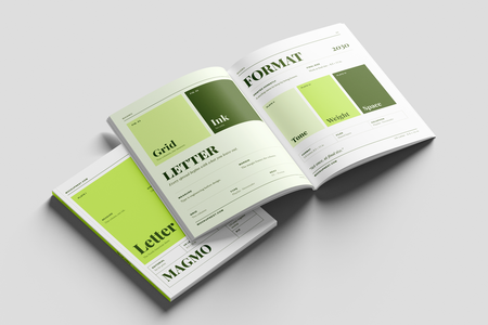 Free US Letter Professional Magazine Mockup Open Spread