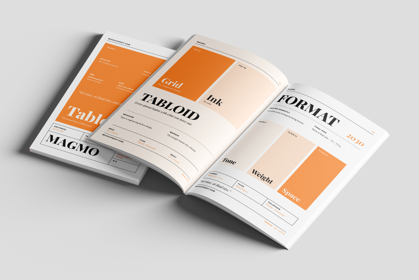 Free 11×17 Editorial Magazine Mockup Open Spread