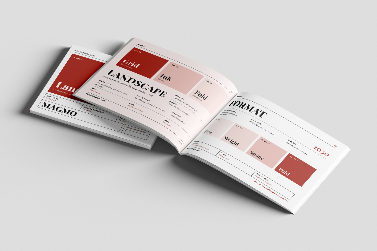 Free US Letter Landscape Modern Magazine Mockup