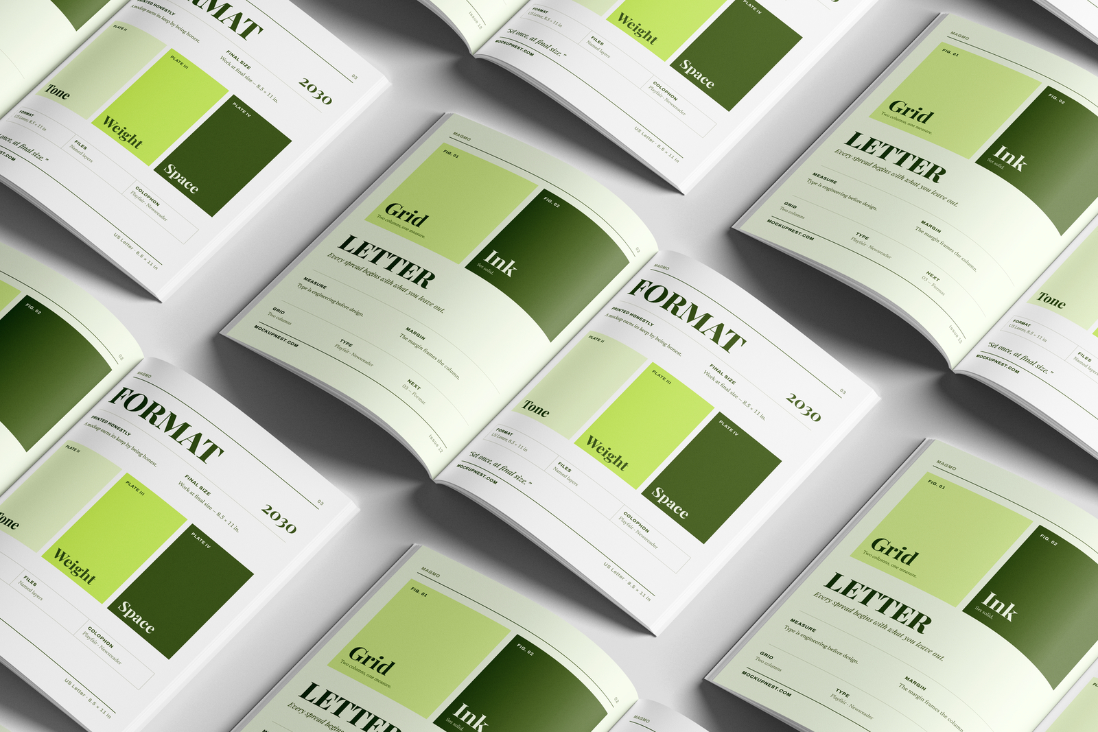 Free US Letter Print Magazine Mockup Top View