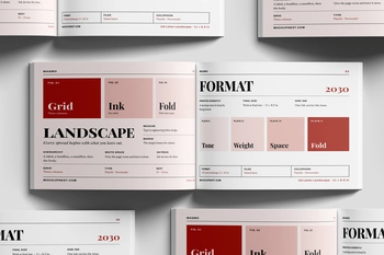Free US Letter Landscape Professional Magazine Mockup Open Set