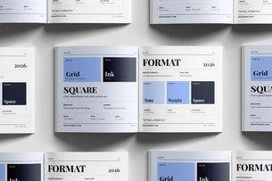 Square Editorial Magazine Mockup PSD