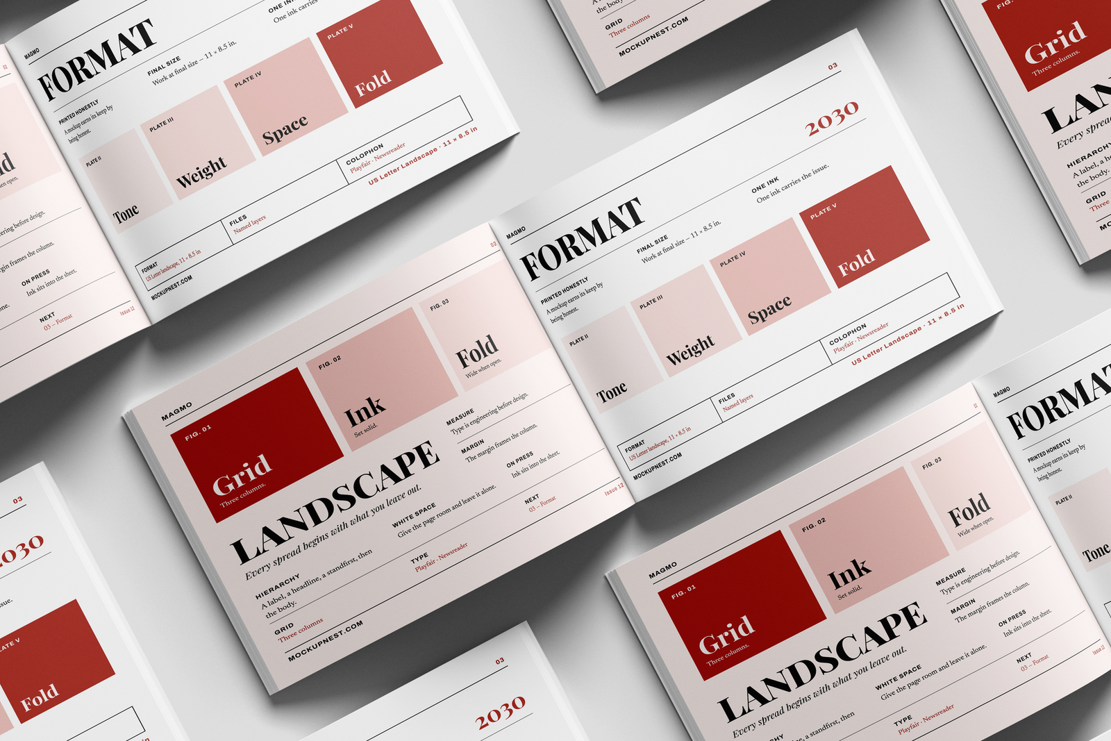 US Letter Landscape Editorial Magazine Mockup