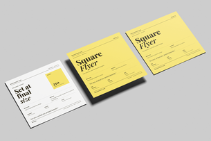 Free Square Handbill Mockup High Angle View