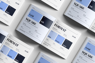 Free Square Modern Magazine Mockup PSD Angled View Set