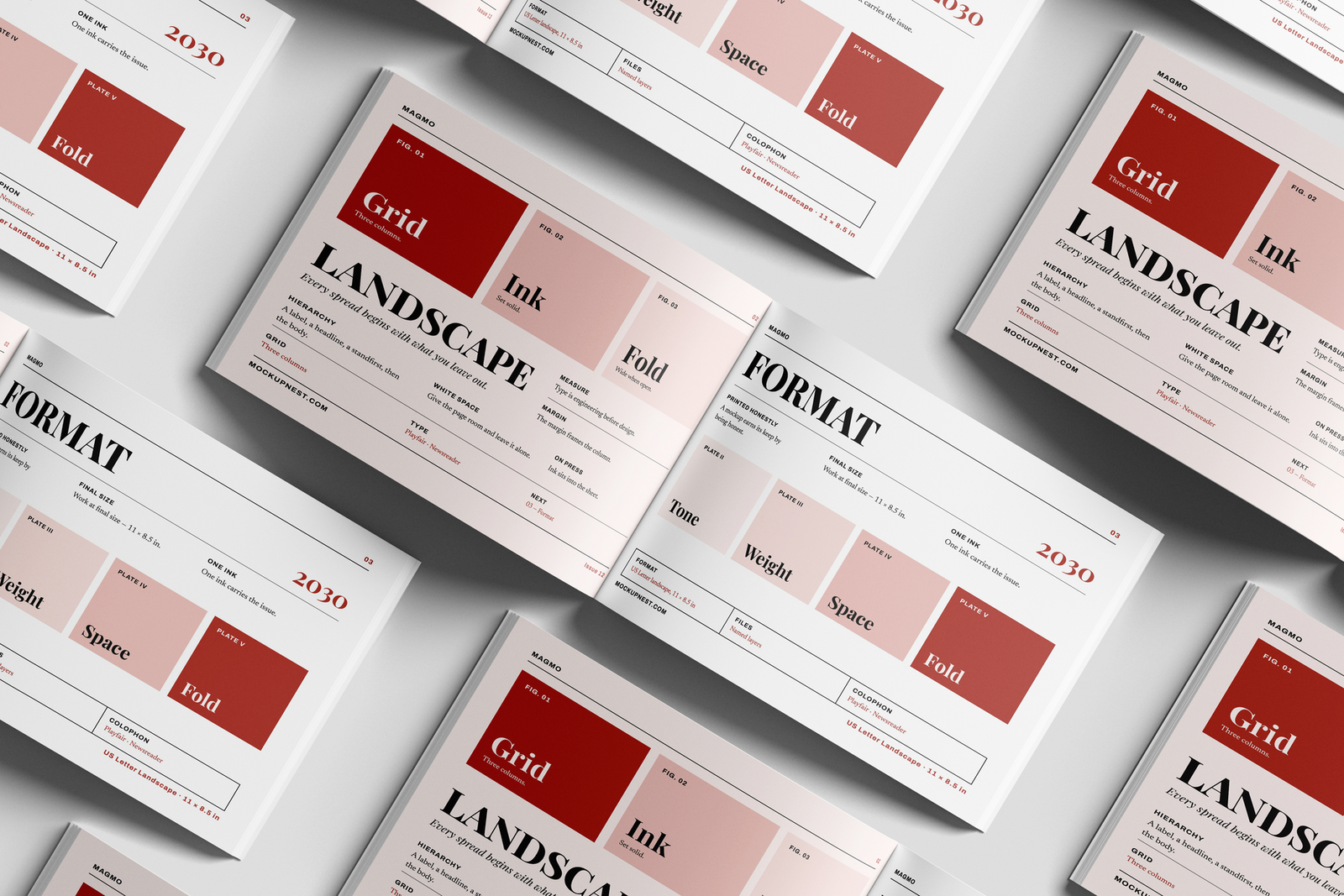 US Letter Landscape Print Magazine Mockup
