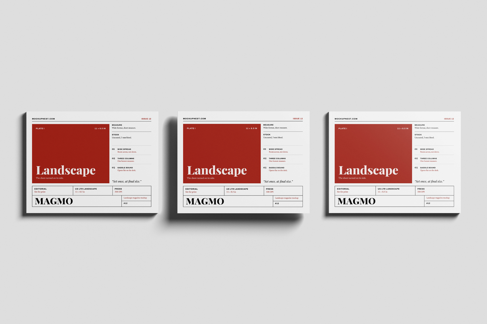 Free US Letter Horizontal Print Magazine Mockup