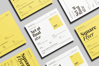 Free Square Flyer Mockup Top View