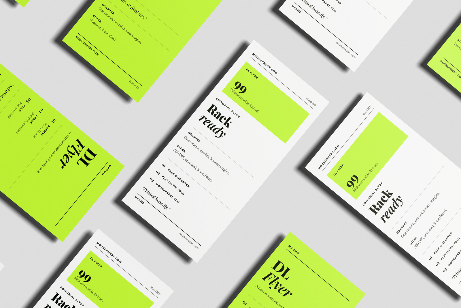 Free DL Pamphlet Mockup Top View
