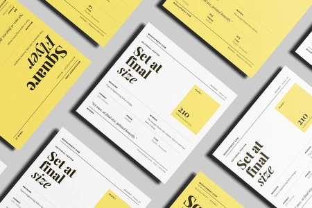 Free Square Handbill Mockup On Surface