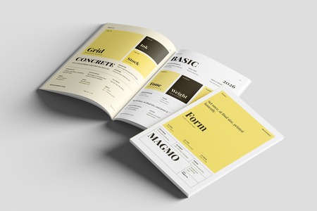 Free EU Magazine Mockup On Surface Angled Perspective