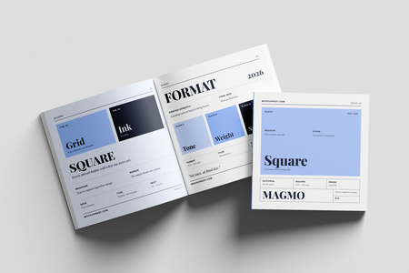Square Professional Magazine Mockup PSD Angled View