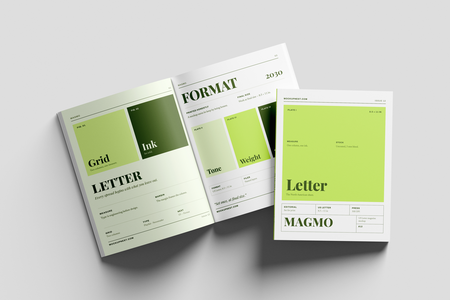 US Letter Professional Magazine Mockup On Surface