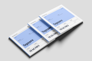Free Square Editorial Magazine Mockup PSD Angled Perspective Set