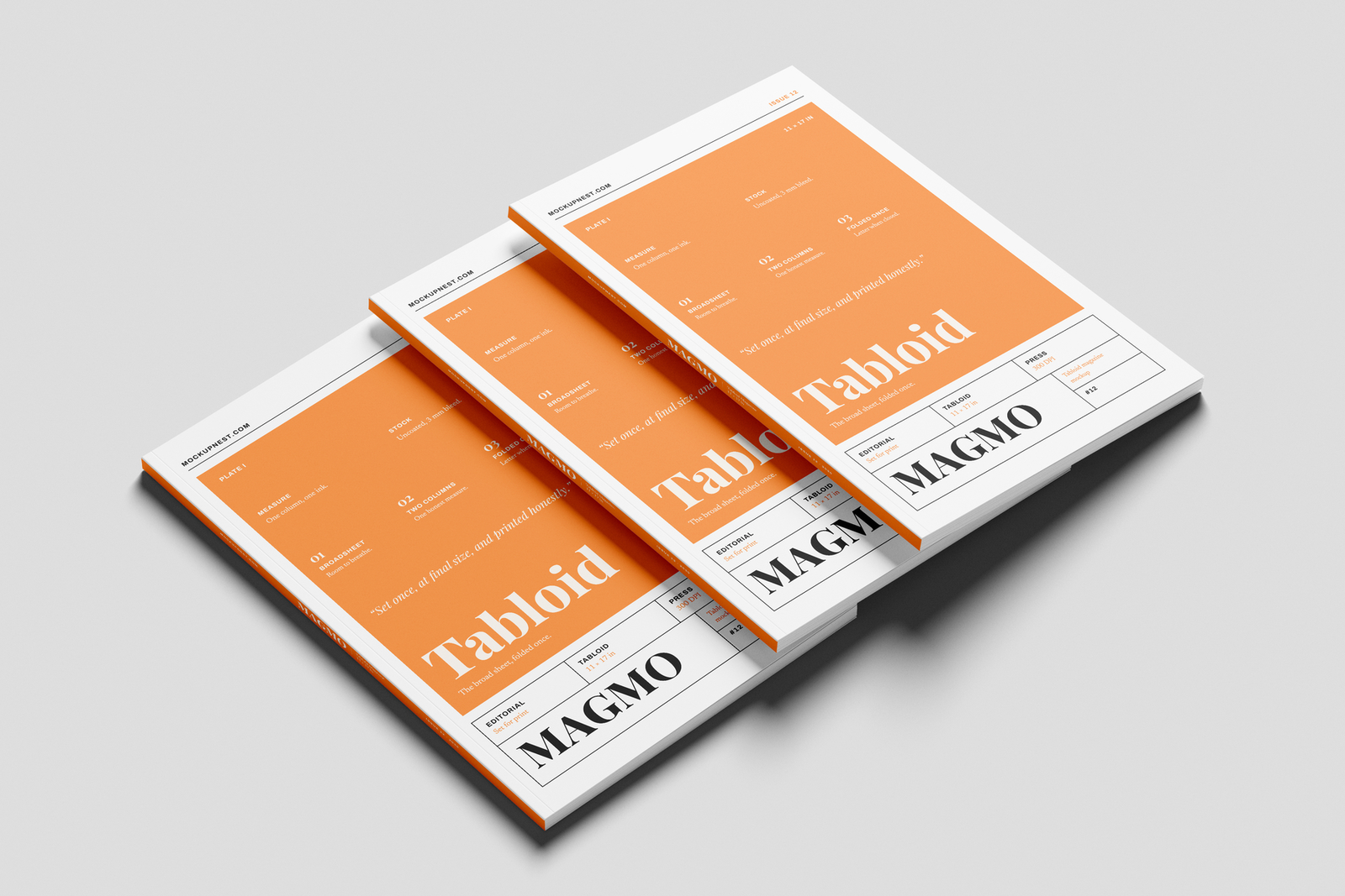 Free Tabloid Publishing Magazine Mockup