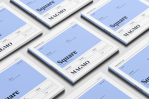 Free Square Editorial Magazine Mockup PSD On Surface Angled Perspective