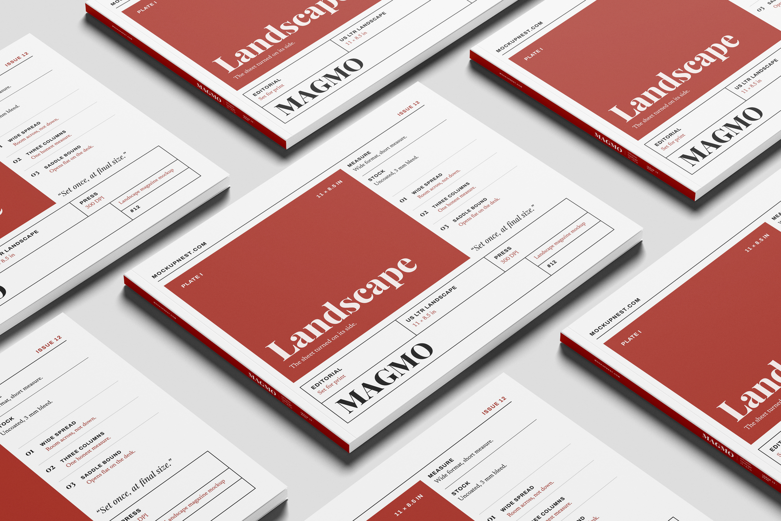 Free US Letter Horizontal Magazine Mockup