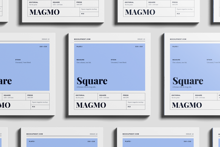 Free Square Professional Magazine Mockup PSD On Wall