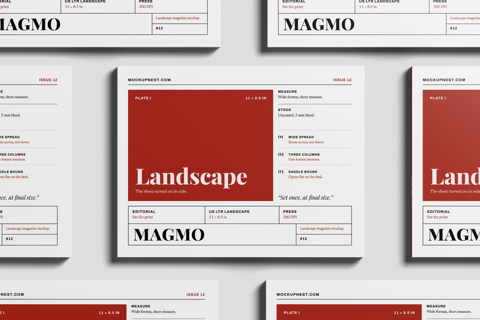 Free US Letter Landscape Editorial Magazine Mockup
