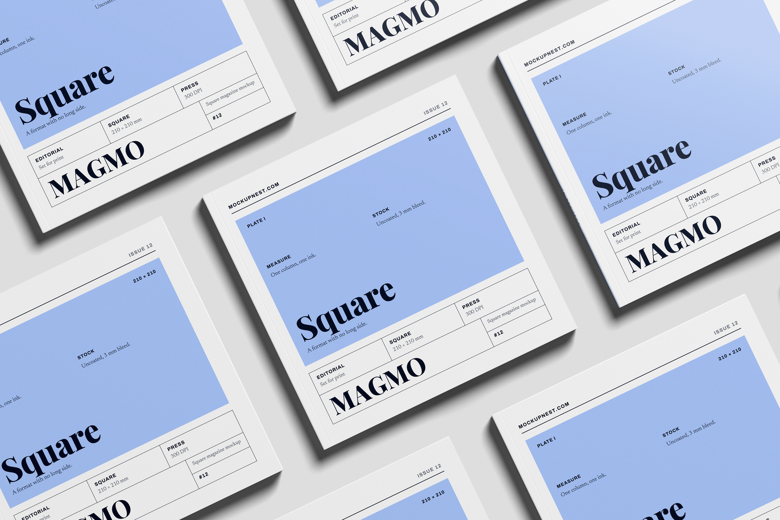 Free Square Editorial Magazine Mockup