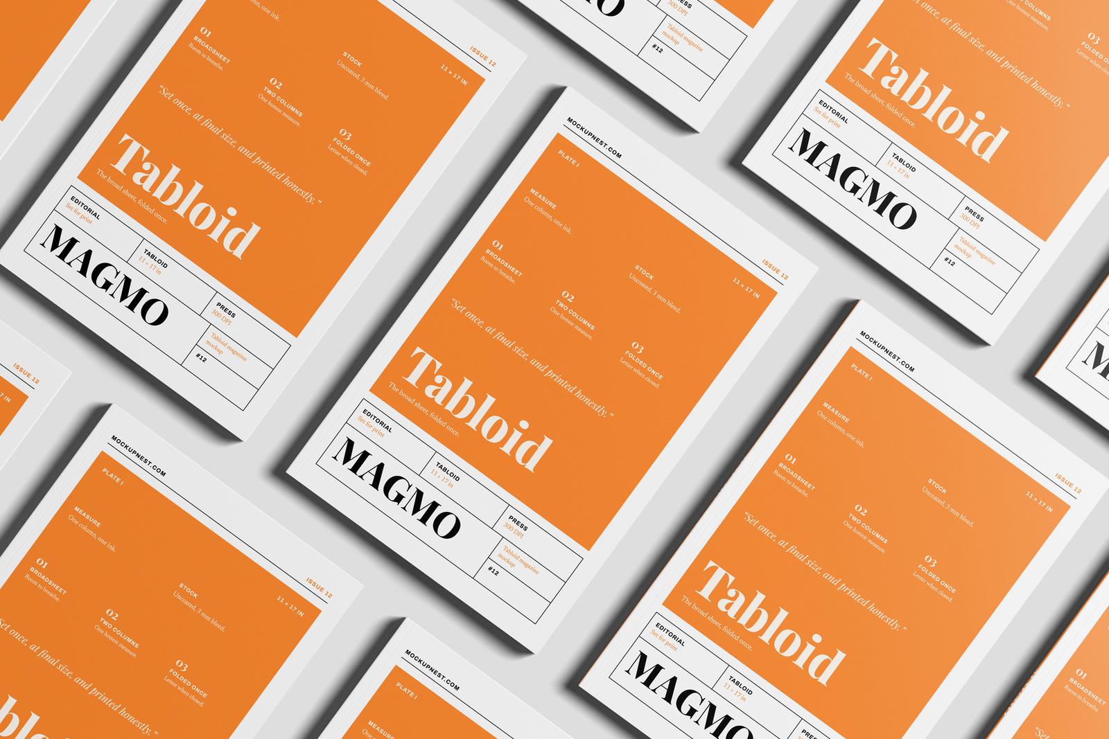 Free Tabloid Print Magazine Mockup
