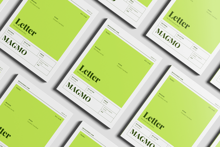 Free US Letter Publishing Magazine Mockup On Surface Angled View