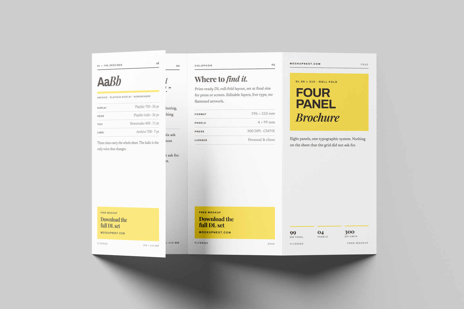 Free DL Quard Panel Accordion Flyer Mockup | Mockupnest