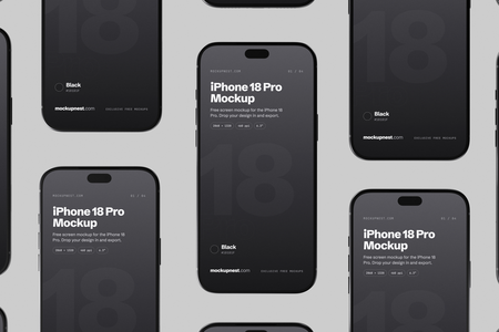 Free Black iPhone 18 Pro Mockup