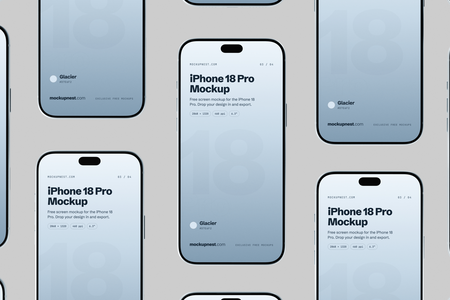 Glacier iPhone 18 Pro Mockup Clean Front View