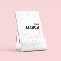 Free Desk Calendar Mockup with stand