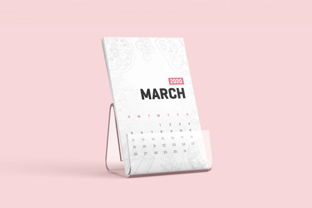 Free Desk Calendar Mockup with stand