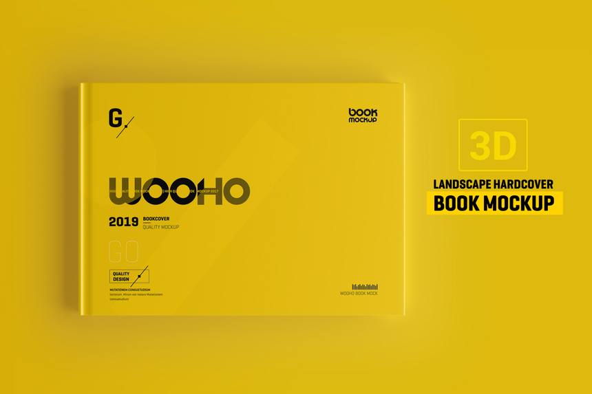 Landscape Book Mockup / Hardcover