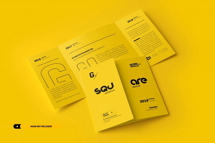 Square Gatefold Brochure Mockup