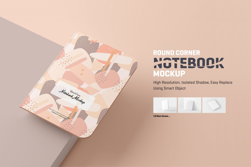 Round Corner Notebook Mockup