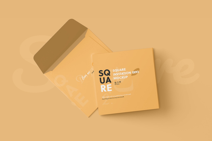 Square Folded Invitation Card Mockup