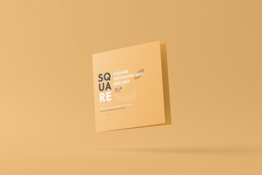 Square Folded Invitation Card Mockup