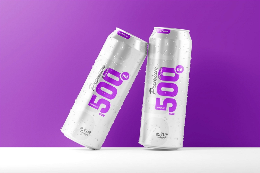 500ml Soda Can Mockup