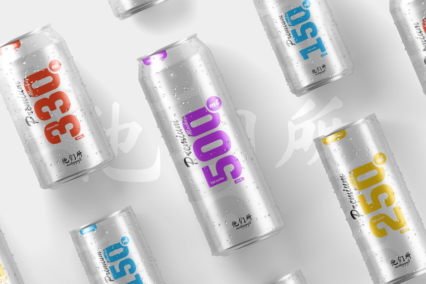 Multisize Soda Can Mockup