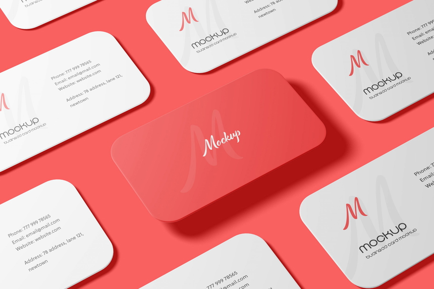 Round Corner Business Card Mockup