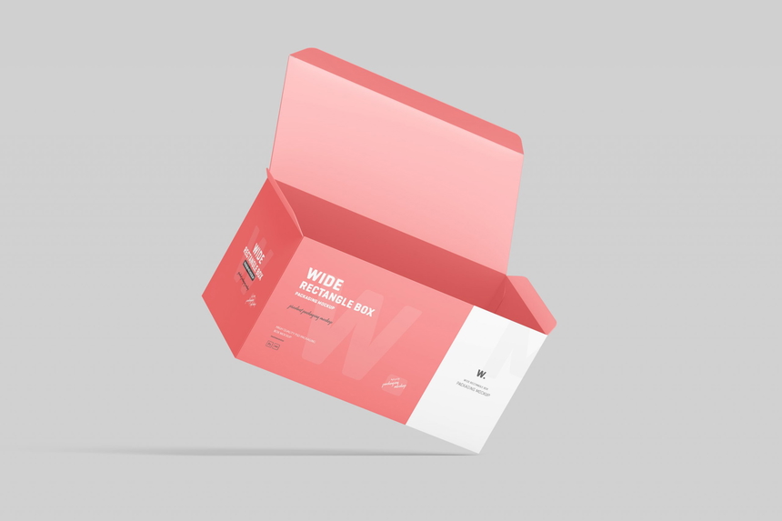 Wide Rectangle Box Packaging Mockup