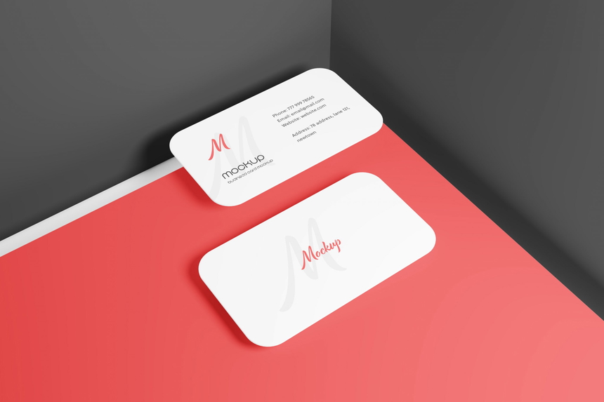 Round Corner Business Card Mockup