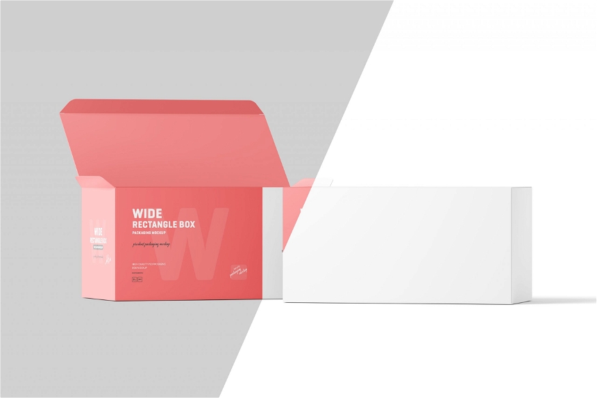 Wide Rectangle Box Packaging Mockup