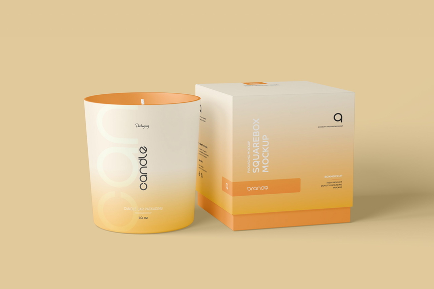 Free Candle Glass Packaging Mockup Set