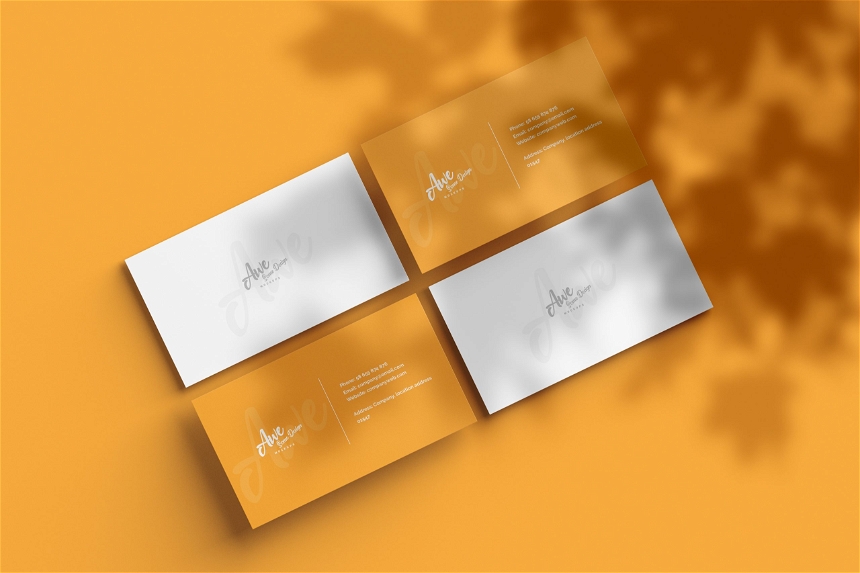 Free Business Card PSD Mockup With Shadow Overlay