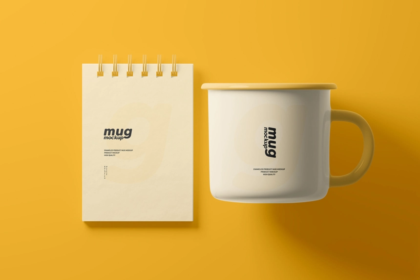 Free Enamel Mug PSD Mockup