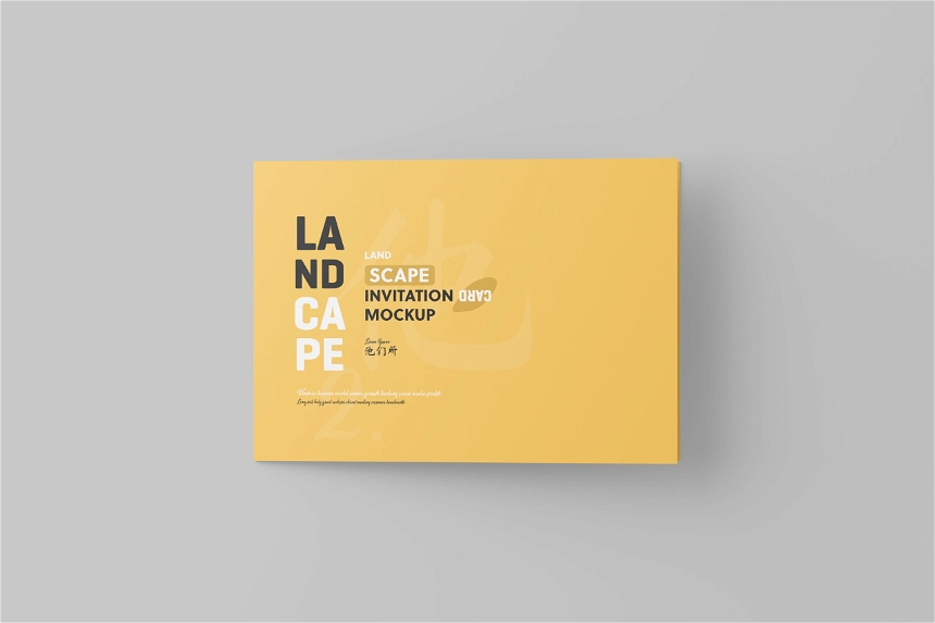 Free Landscape Invitation Card Mockup With Envelope